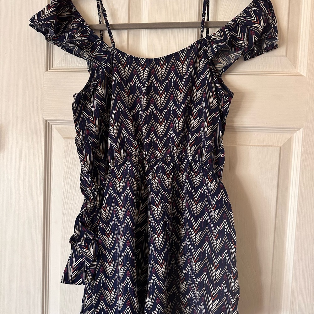 H&M Navy Zigzag Patterned Jumpsuit